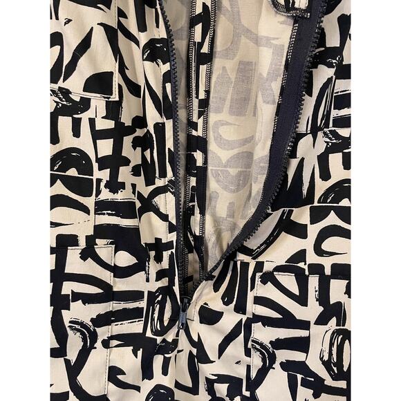 Matrushka Construction Size M Romper Pockets Zipper Abstract Tan Black Unique - Picture 4 of 8